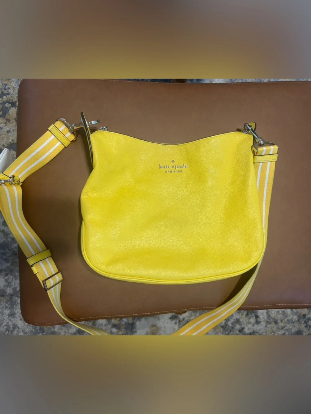 kate spade Yellow Leather Crossbody Bag with Gold Hardware